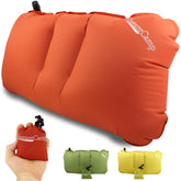 InstantCamp Ultra Light Pillow folded in its compact stuff sack for travel convenience.