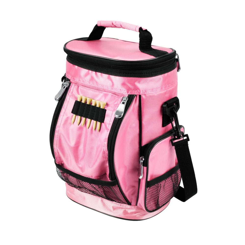 Intech Golf Bag Cooler Accessory Caddy pink, front view with bottle holder