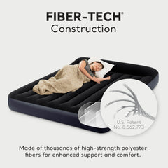 Intex built-in electric pump inflates the mattress for quick setup.