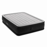Intex Dura-Beam elevated airbed top with plush flocking for guest comfort.