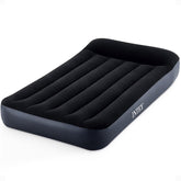 Intex Dura-Beam pillow-top airbed setup shows quick inflation for guests.