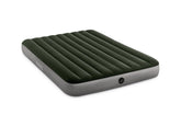 Intex Dura-Beam Standard Prestige air mattress inflates with a hand-held pump for quick camping setup.