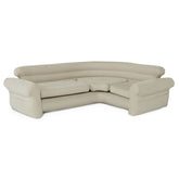 Intex inflatable corner sofa beige lounge area for family relaxation.