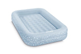 Intex Kidz Travel Bed with blue star frame for cozy indoor sleepovers.