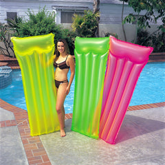 Intex Neon Frost air mat in bright colors enhances poolside visibility and easy identification.
