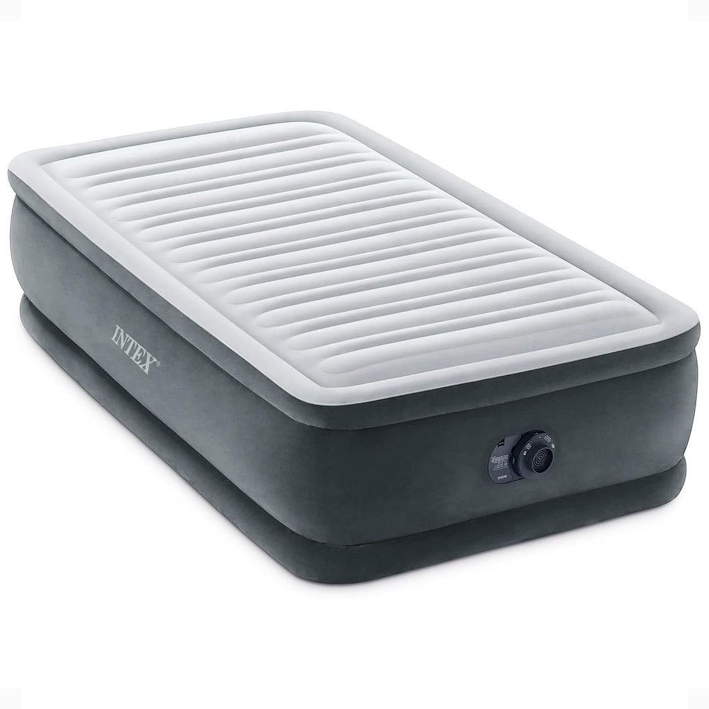 Intex twin-size air mattress with 18-inch height offers plush guest comfort