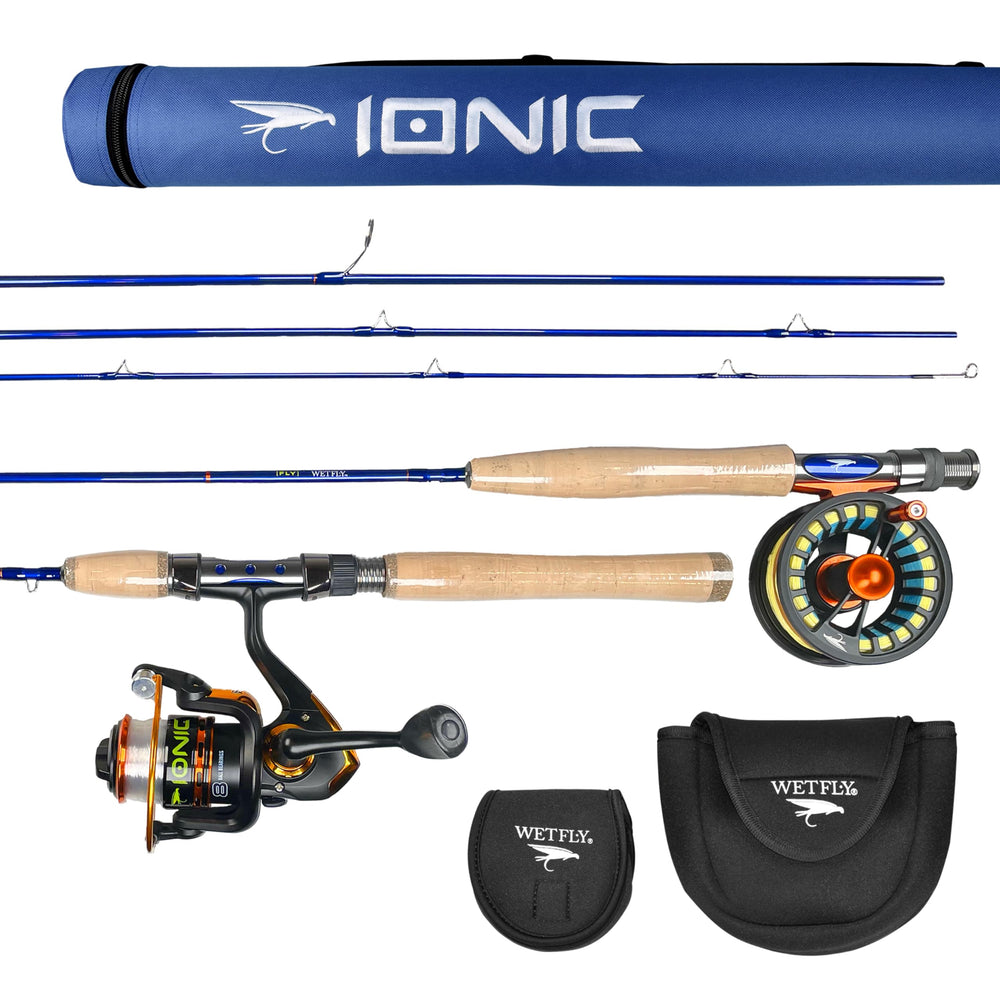 Ionic fly/spin carbon fiber rod in fly configuration