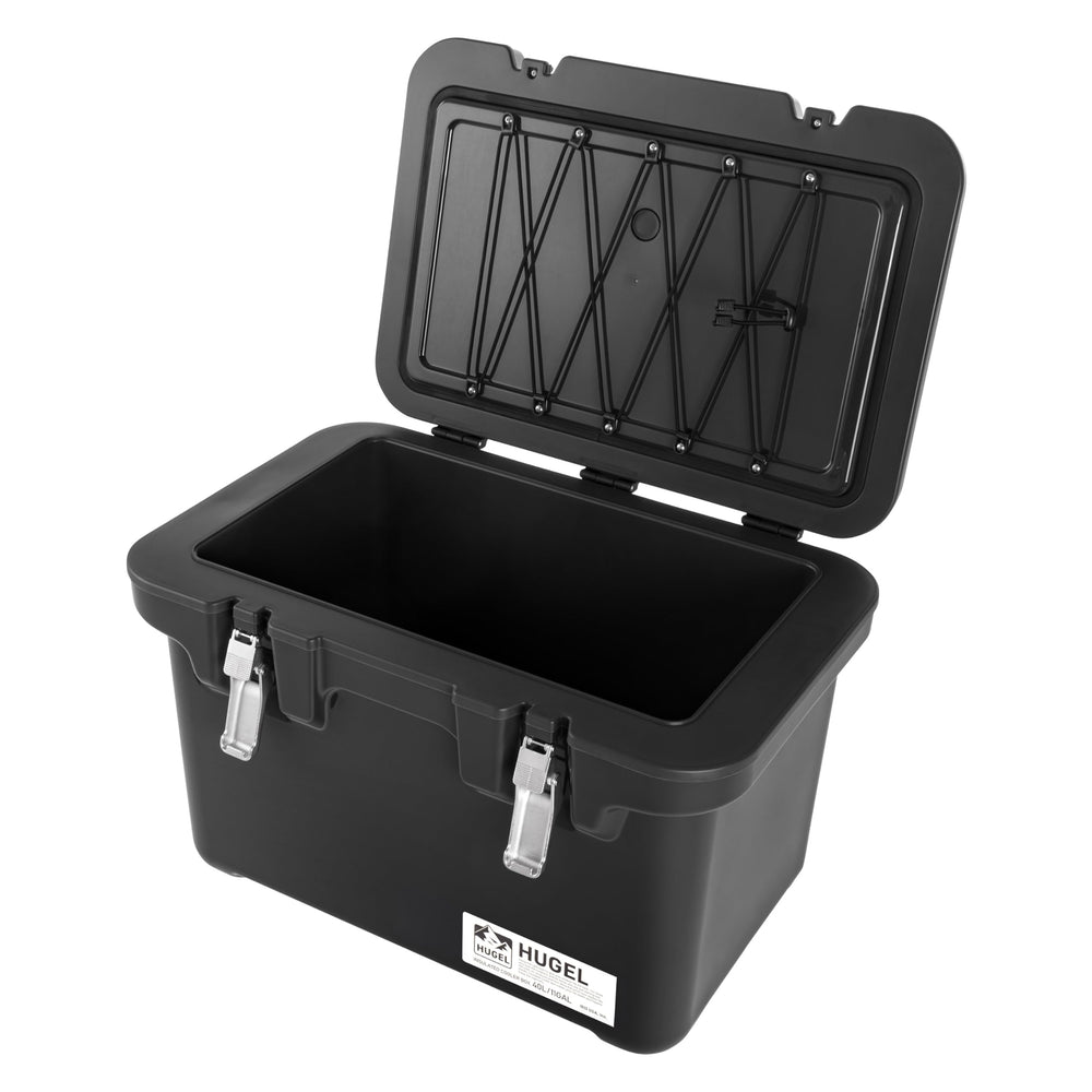 IRIS USA Hugel 44 Qt cooler front view, rugged exterior ready for outdoor adventures.