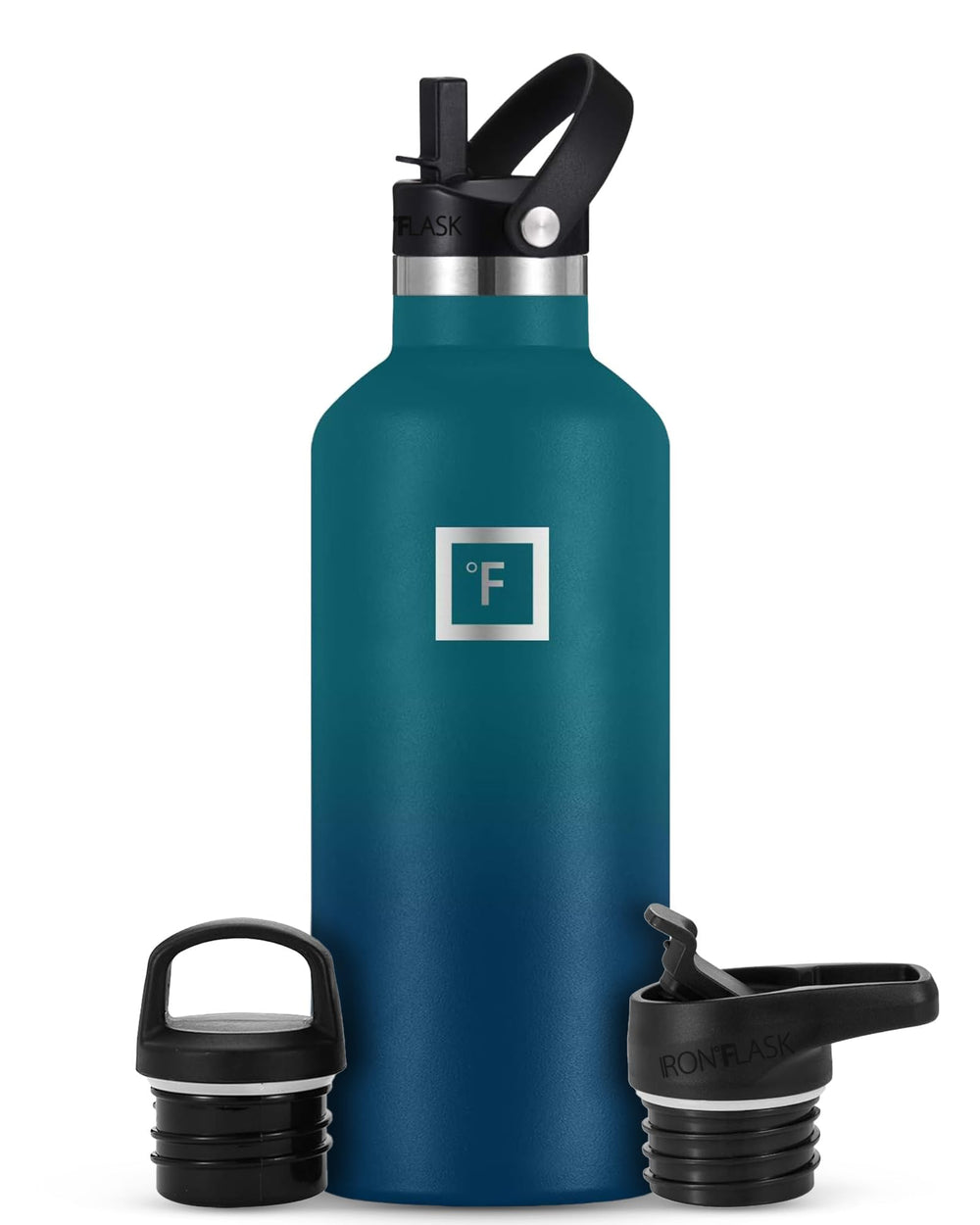 IRON °FLASK 32oz Dark Night side view, ideal for all-day hiking hydration.