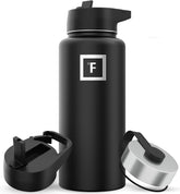 IRON °FLASK 32oz Midnight Black front view shows rugged insulated bottle for outdoor hydration