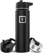 IRON °FLASK camping bottle 22oz midnight black with straw demonstrates leak-proof hydration.