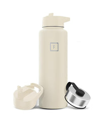 IRON °FLASK cashmere-cream 40oz wide-mouth bottle ideal for easy filling on hikes
