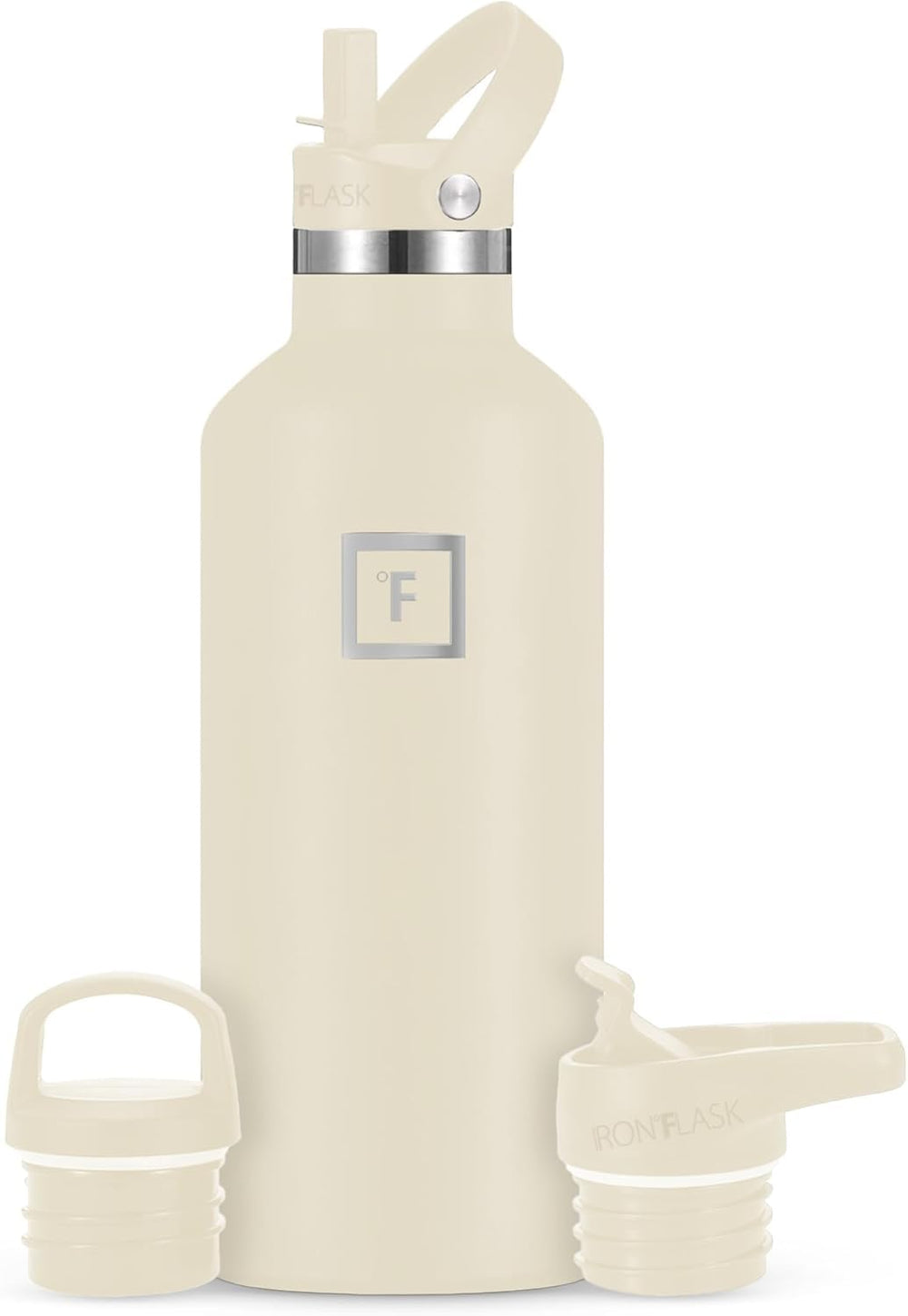 IRON °FLASK cashmere-cream bottle closeup showcasing durable finish for daily hydration