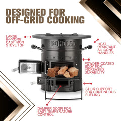 IronClad Supply Rocket Stove packaged with canvas bag for portable use