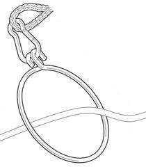 Stainless steel ring balancing the anchor line at the surface