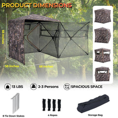 ITEFDTUTNE hunting blind interior 2-3 person highlights roomy comfort and visibility.