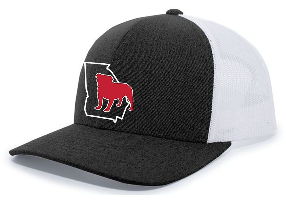 It's All About the South Georgia bulldog outline mesh back trucker hat offers breathable comfort