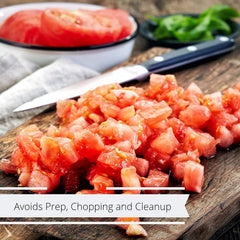 Closeup of Its Delish dried tomato flakes showing vibrant color and texture.