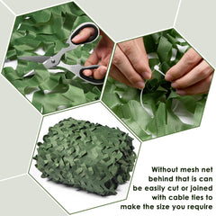 iunio camo netting arranged as outdoor party decor with a rugged theme