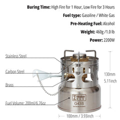 iWalker G43S packable camping stove fits in a small backpack.