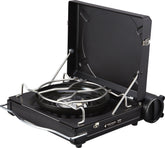 Iwatani Fore Winds Luxe Stove front view shows wind protection for stable outdoor cooking.