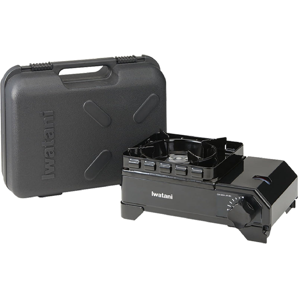 Iwatani Cassette Stove Maru Jr black exterior showcases compact outdoor cooking capability