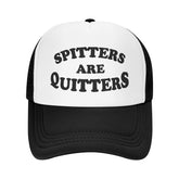 IWDASANSJ Spitters Quitters hat front view showing adjustable fit and sun protection