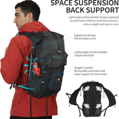IX INOXTO Hiking Backpack ergonomic back panel enhances comfort on long hikes.