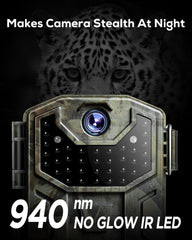 iZEEKER Trail Camera at night with 940nm no-glow vision for discreet nocturnal shots.