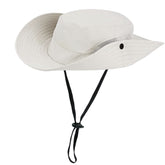IZUS Classic Ponytail Sun Hat front view with wide brim for sun protection outdoors.