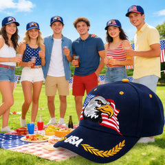 IZUS embroidered USA print on bill adds a vibrant patriotic accent.