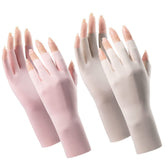 IZUS Ice Silk Fingerless Gloves in pink for UV protection during sunny drives.