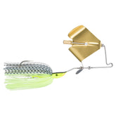 Jackall Firecracker 3/8oz Black Back Chartreuse front view enhances visibility for casts