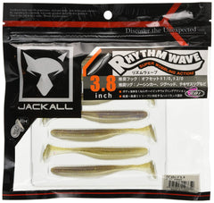 Jackall Worm Rhythm Wave 3.8in Prism Shad closeup: vivid color and lifelike tail.