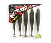 Jackall Worm Rhythm Wave 4.8 inch Green Pumpkin Pepper front view showing lure design and bass appeal