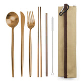 JANKNG portable 6-piece cutlery set with carrying pouch, ideal for travel and daily meals.