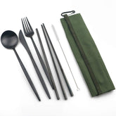 JANKNG portable flatware set with knife, spoon, fork, chopsticks, straw for easy on-the-go meals