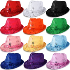 Janmercy sequin hat pack multicolor front view highlights vibrant colors for party styling.