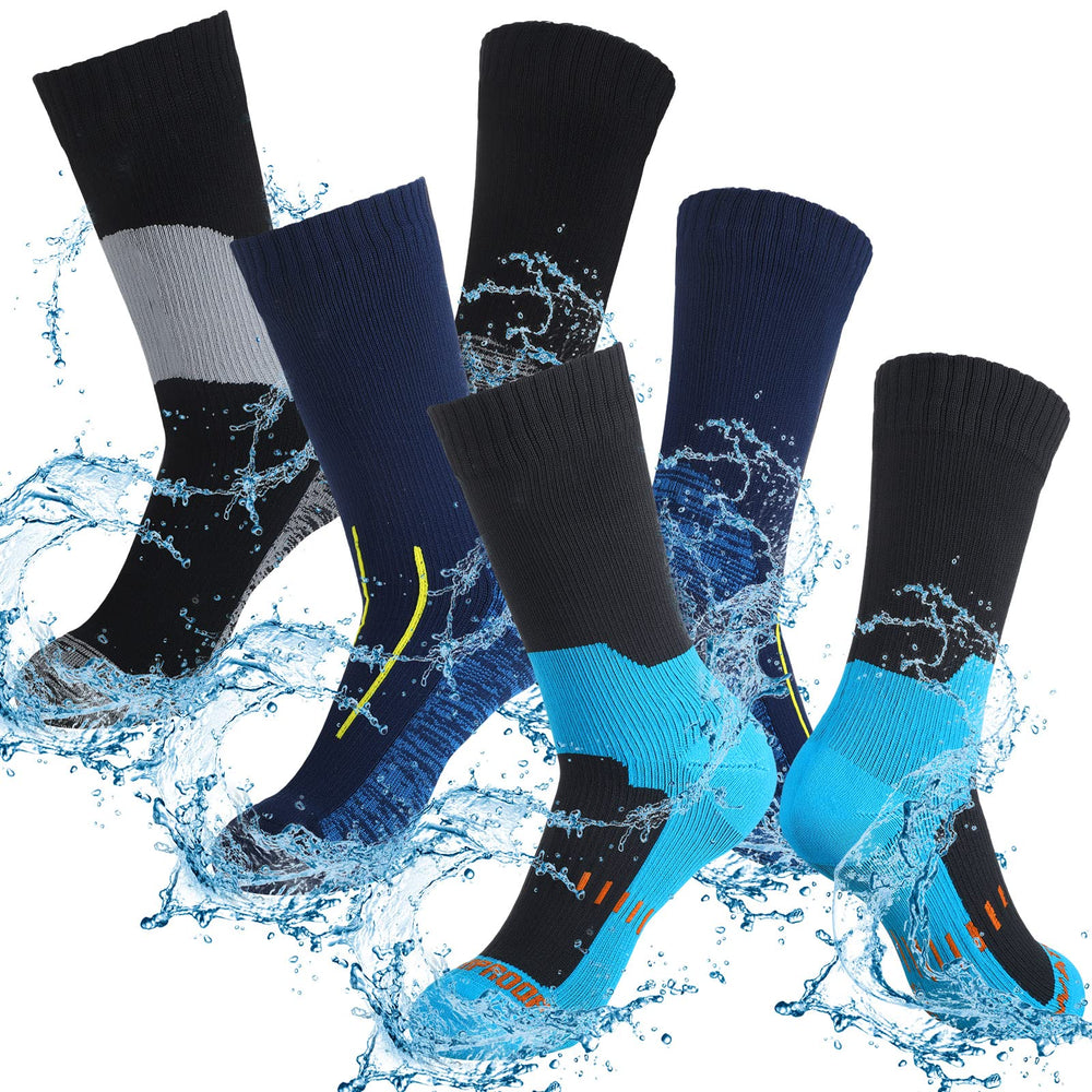 Janmercy three-pairs waterproof socks pack in color variety for versatile winter wear