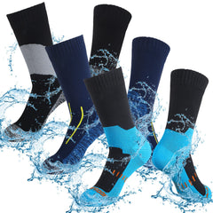 Janmercy three-pairs waterproof socks pack keeps feet dry during long winter hikes