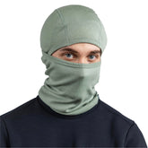 Janus Wool Kleveland balaclava front view shows snug Nordic knit warmth and flexibility.