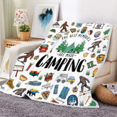 JAWO Bigfoot camping blanket overview in outdoor RV setting for warmth