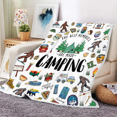 JAWO Bigfoot camping blanket overview in outdoor RV setting for warmth