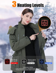 Jazvex women's heated jacket back view demonstrates full-back warmth coverage.