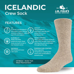 J.B. Field's Arctic Trail socks heel reinforcement and nylon blend for durability.