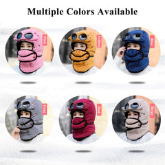 JDIV Winter Thermal Hat with Glasses goggles-attachment close-up for quick adjustments