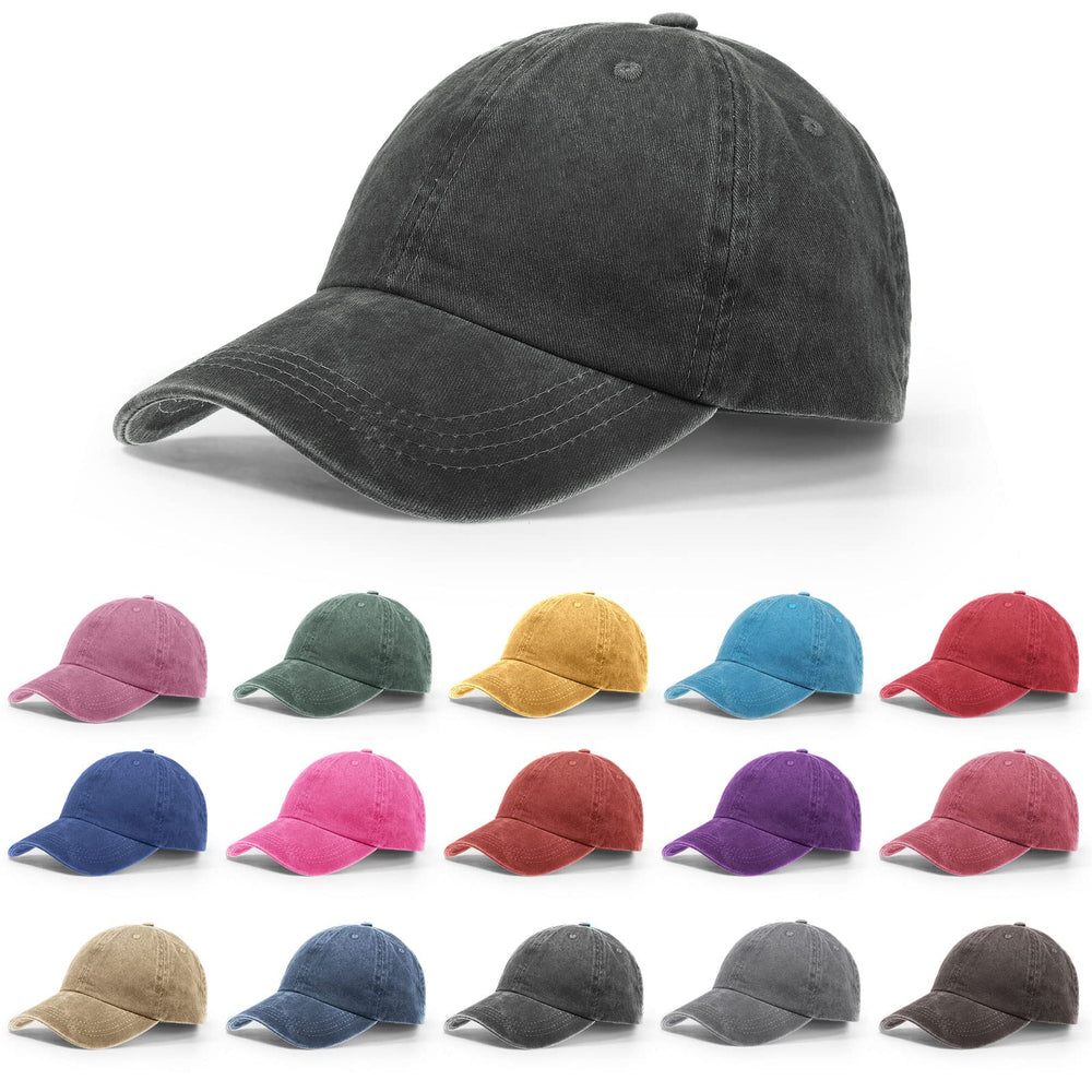 Jecery 15-piece vintage baseball cap collection in assorted colors