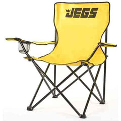 Black powder-coated frame on the JEGS chair withstands weather and rugged use