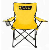 JEGS folding chair in yellow canvas with logo for outdoor seating