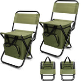 Jerify fishing chair green folded beside carrying bag for easy portability